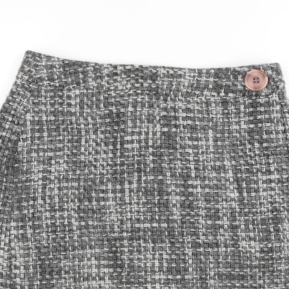 AMARANTO Womens Grey  Acrylic A-Line Skirt Size 12   Zip