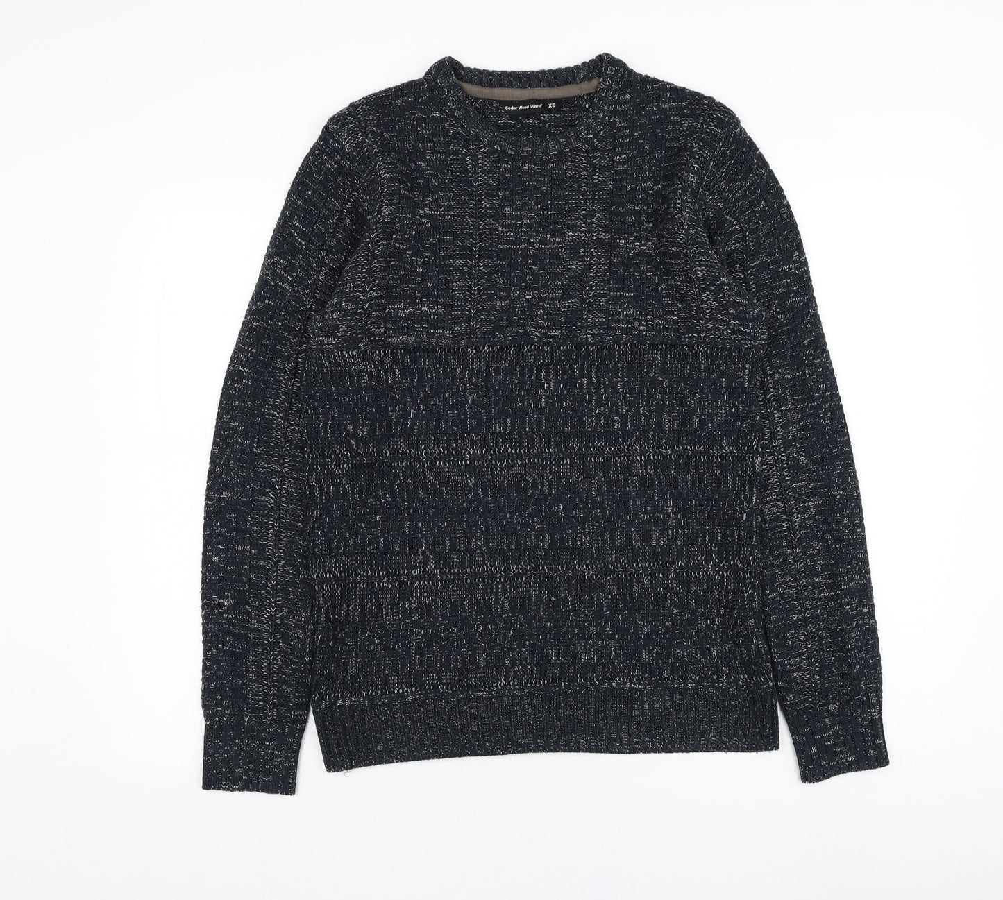 Cedar Wood State Mens Blue Round Neck  Acrylic Pullover Jumper Size XS