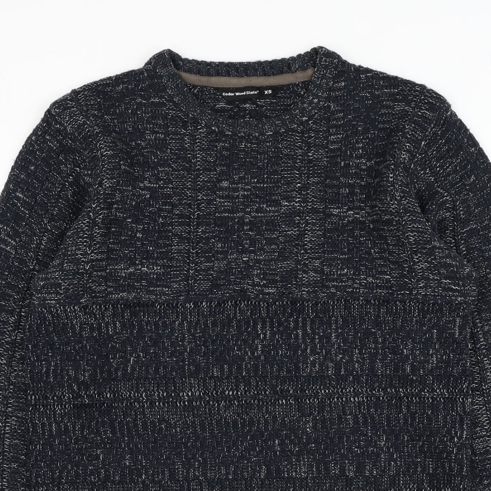 Cedar Wood State Mens Blue Round Neck  Acrylic Pullover Jumper Size XS