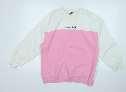 Divided Womens Pink  Cotton Pullover Sweatshirt Size S   - sweet talk