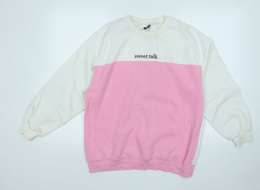 Divided Womens Pink  Cotton Pullover Sweatshirt Size S   - sweet talk