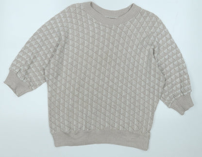Womens UK Size L Preworn Beige Pullover Jumper