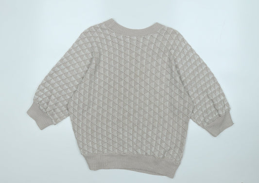 Womens UK Size L Preworn Beige Pullover Jumper
