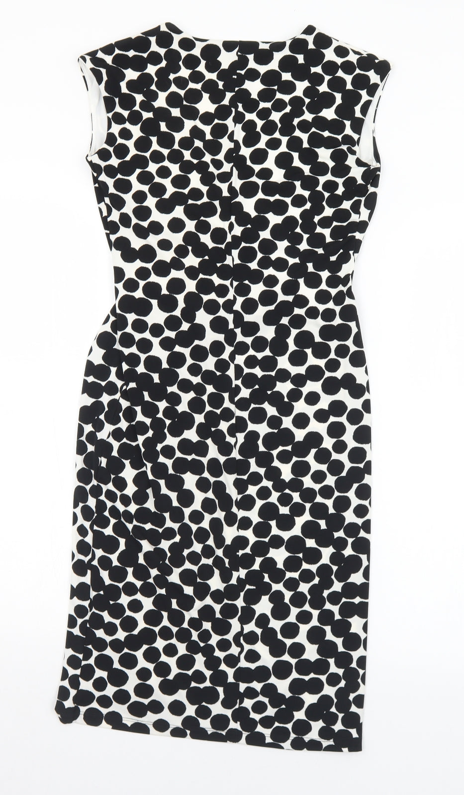 Debenhams Womens Black Geometric Polyester Shift  Size 8  V-Neck