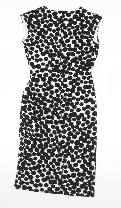 Debenhams Womens Black Geometric Polyester Shift  Size 8  V-Neck