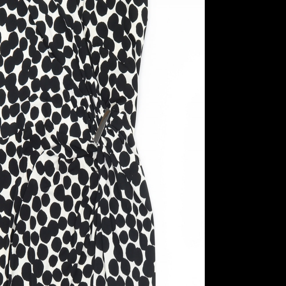 Debenhams Womens Black Geometric Polyester Shift  Size 8  V-Neck