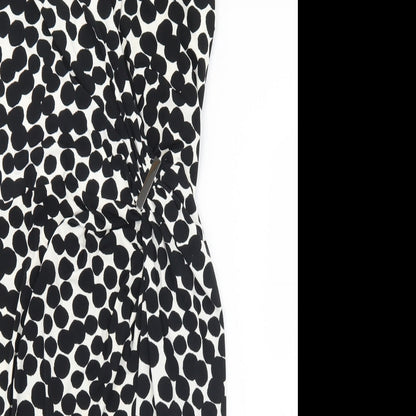 Debenhams Womens Black Geometric Polyester Shift  Size 8  V-Neck