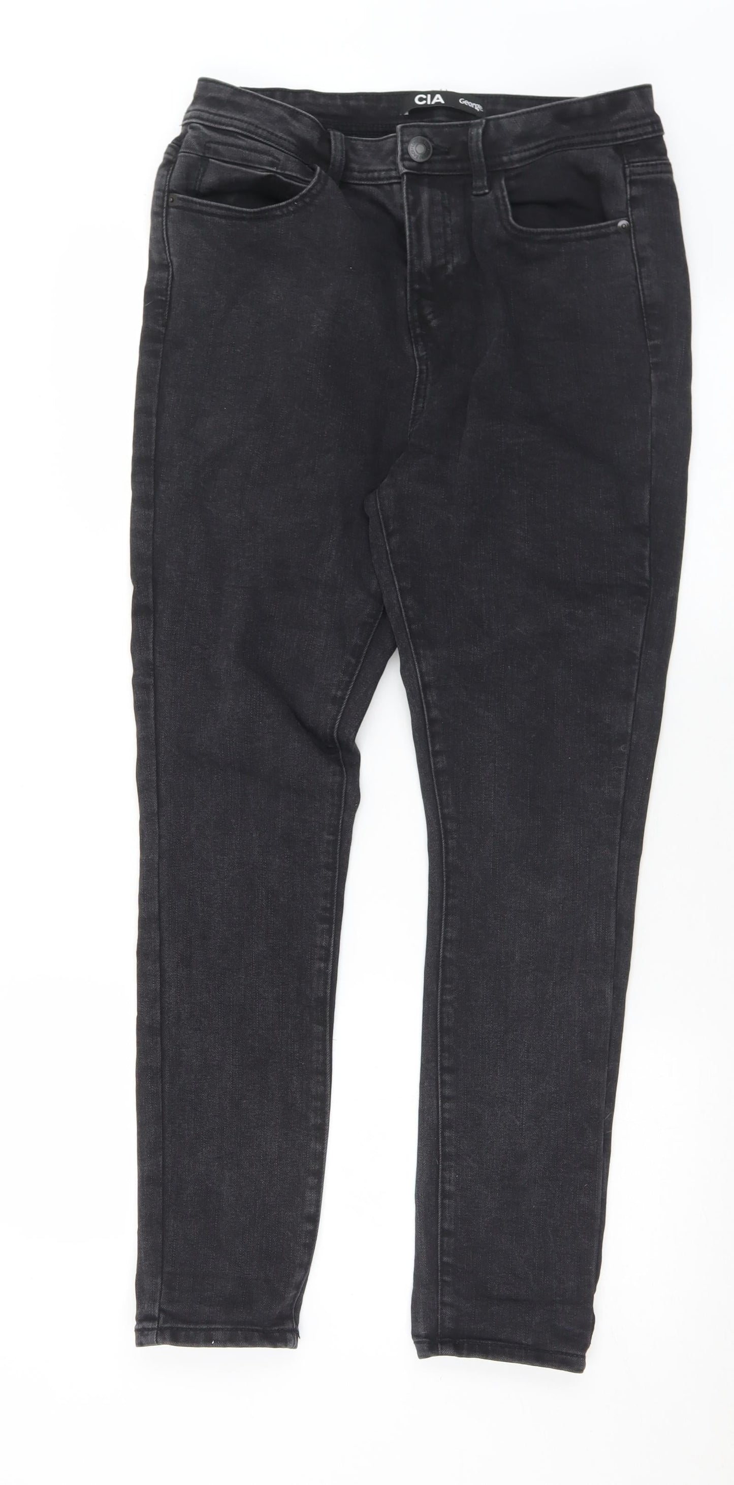 George Womens Black  Cotton Skinny Jeans Size 12 L29 in Regular Button