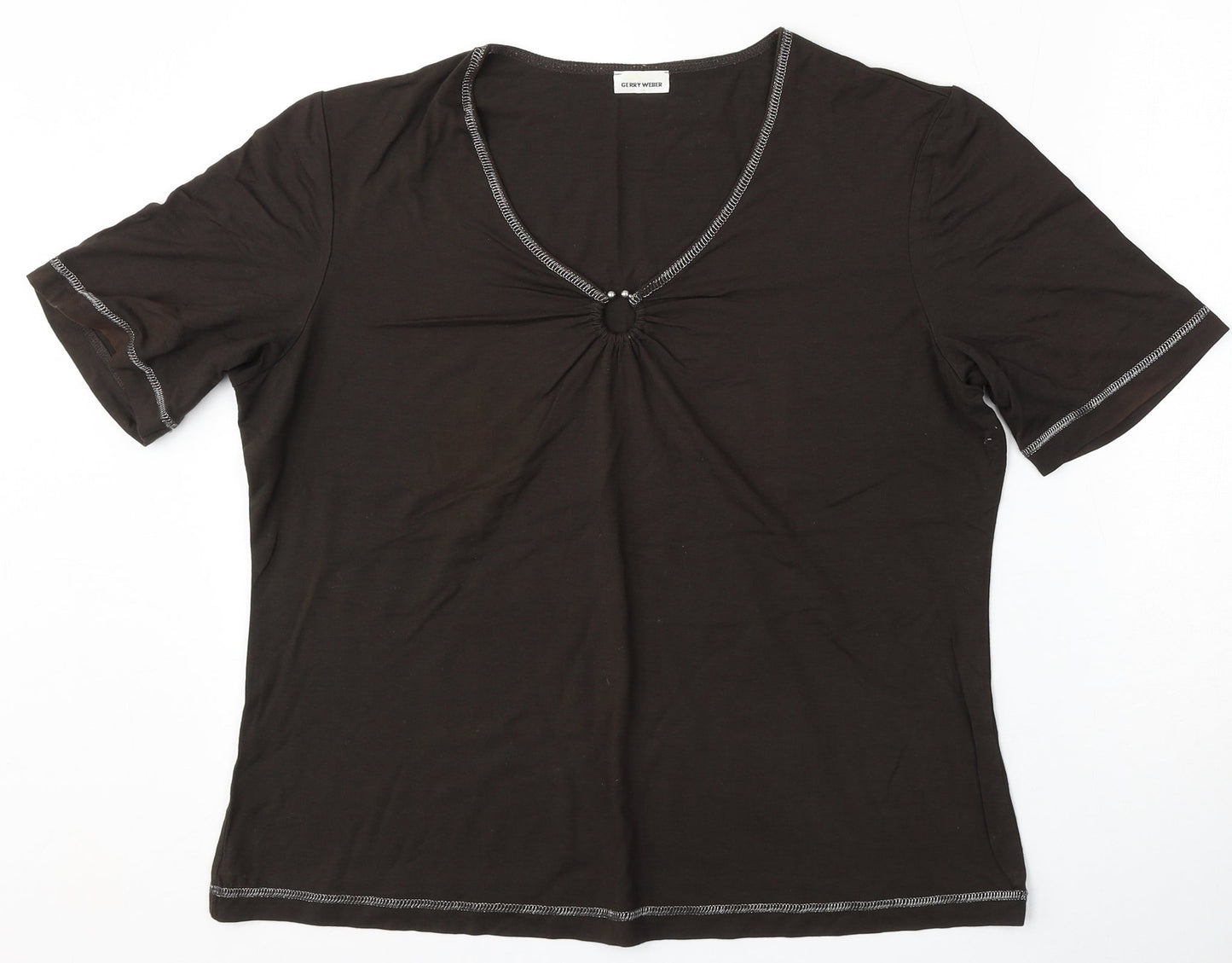 Gerry Weber Womens Brown  Polyester Basic T-Shirt Size M Round Neck
