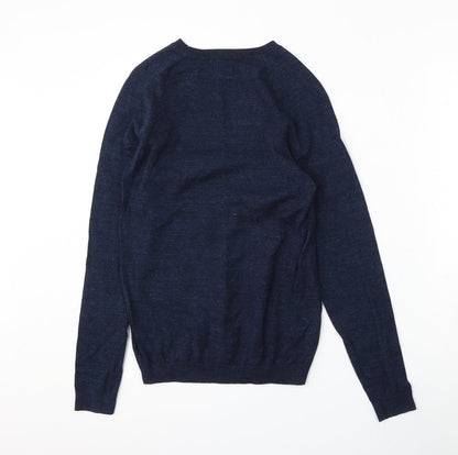 NEXT Mens Blue Round Neck  Cotton Pullover Jumper Size XS