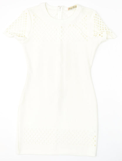 Cameo Rose Womens White  Polyester Bodycon  Size 14  Round Neck