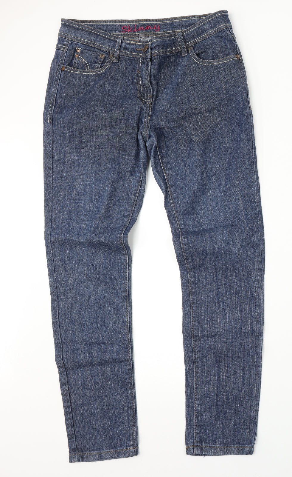 NEXT Womens Blue  Cotton Skinny Jeans Size 32 L30 in Regular Button