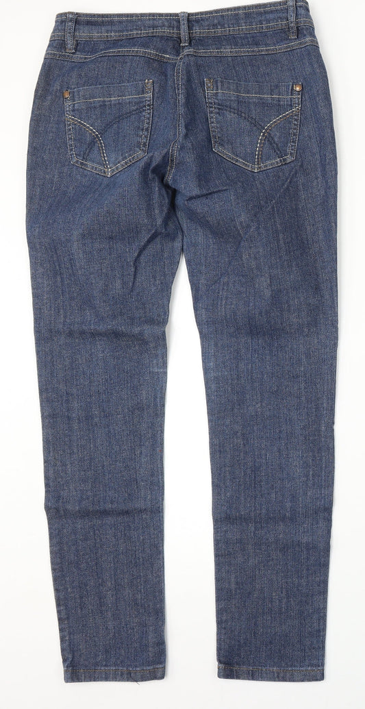 NEXT Womens Blue  Cotton Skinny Jeans Size 32 L30 in Regular Button