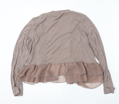 Storm Womens Brown V-Neck  Polyester Cardigan Jumper Size 14