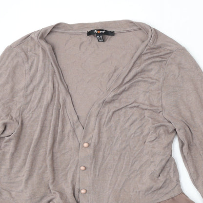 Storm Womens Brown V-Neck  Polyester Cardigan Jumper Size 14