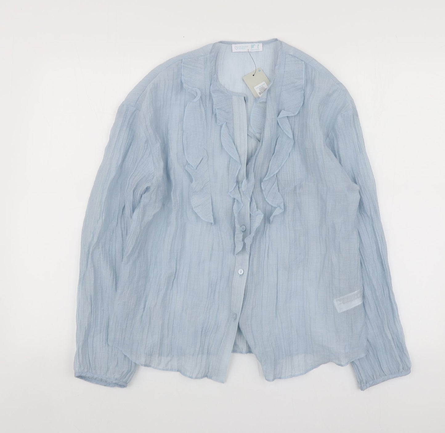 Primark Womens Blue  Lyocell Basic Button-Up Size 10 V-Neck