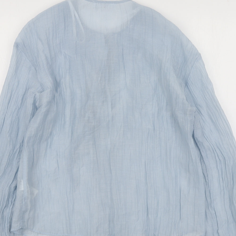 Primark Womens Blue  Lyocell Basic Button-Up Size 10 V-Neck