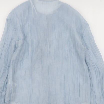 Primark Womens Blue  Lyocell Basic Button-Up Size 10 V-Neck