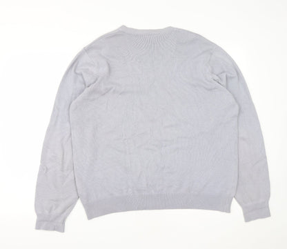 Marks and Spencer Mens Grey V-Neck  Cotton Pullover Jumper Size L