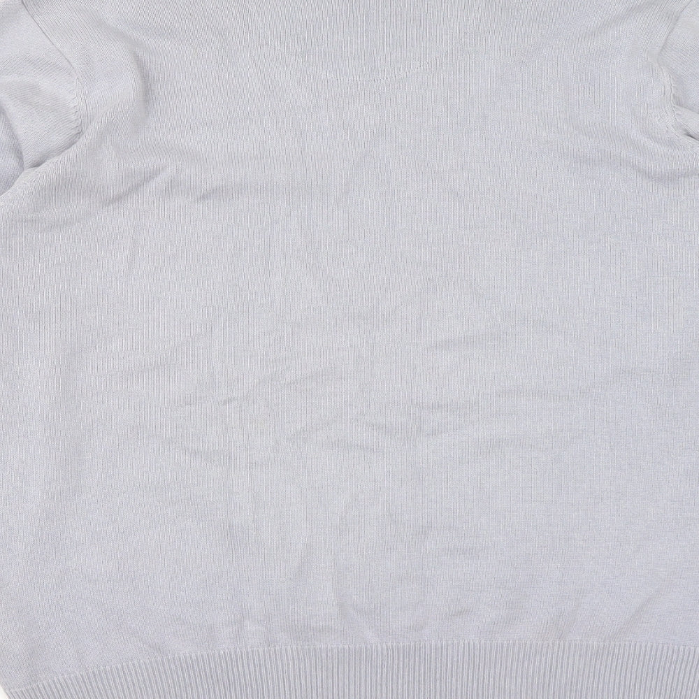 Marks and Spencer Mens Grey V-Neck  Cotton Pullover Jumper Size L