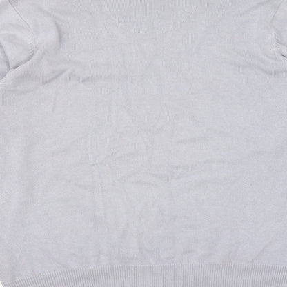 Marks and Spencer Mens Grey V-Neck  Cotton Pullover Jumper Size L