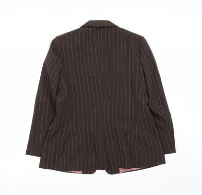 Marks and Spencer Womens Brown Striped Polyester Jacket Suit Jacket Size 16