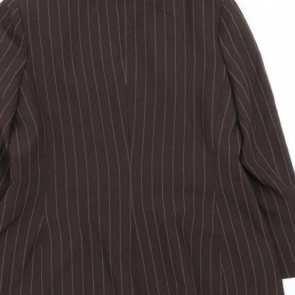Marks and Spencer Womens Brown Striped Polyester Jacket Suit Jacket Size 16