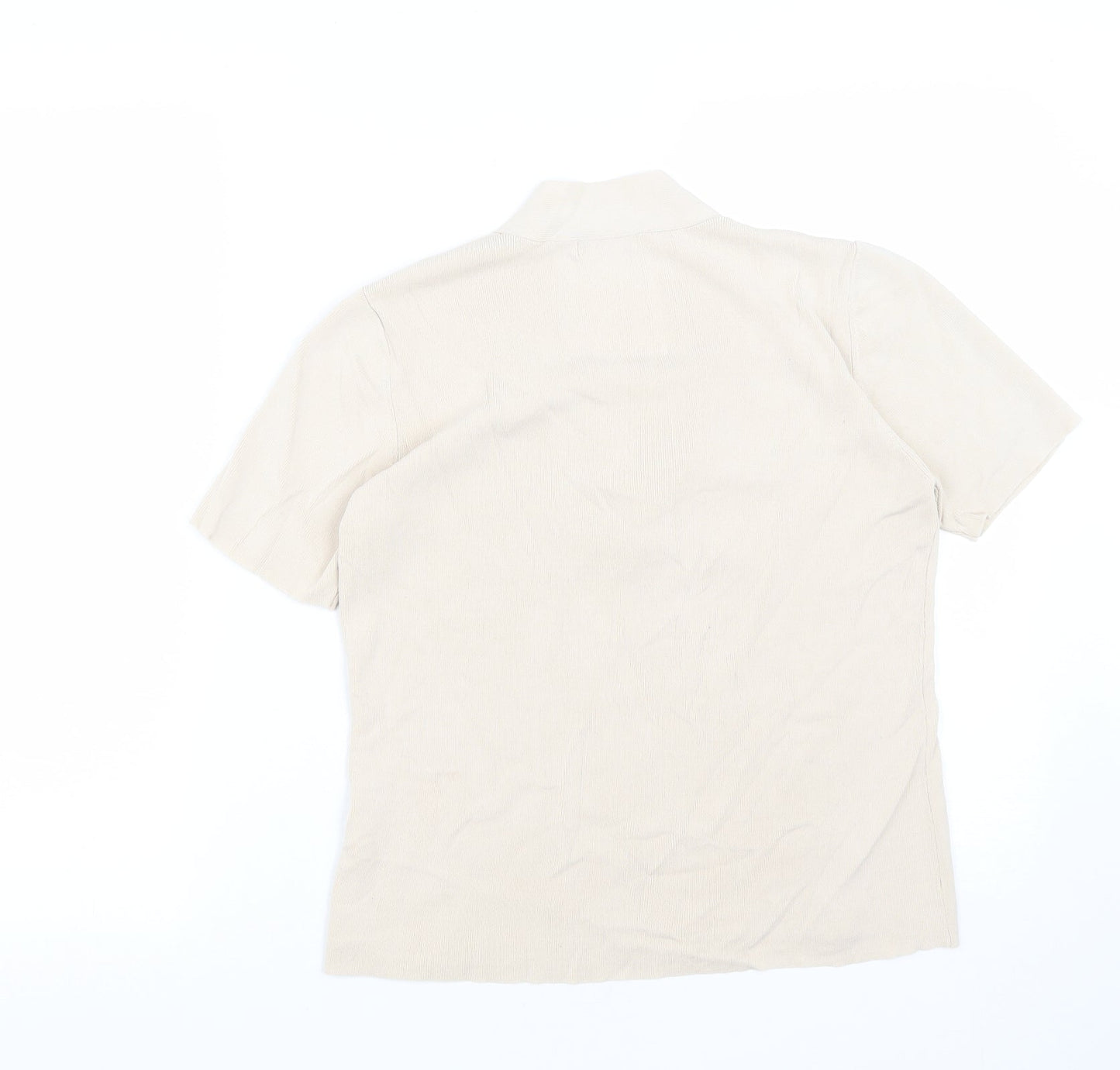 Berkertex Womens Beige  Viscose Basic Blouse Size 14 Round Neck