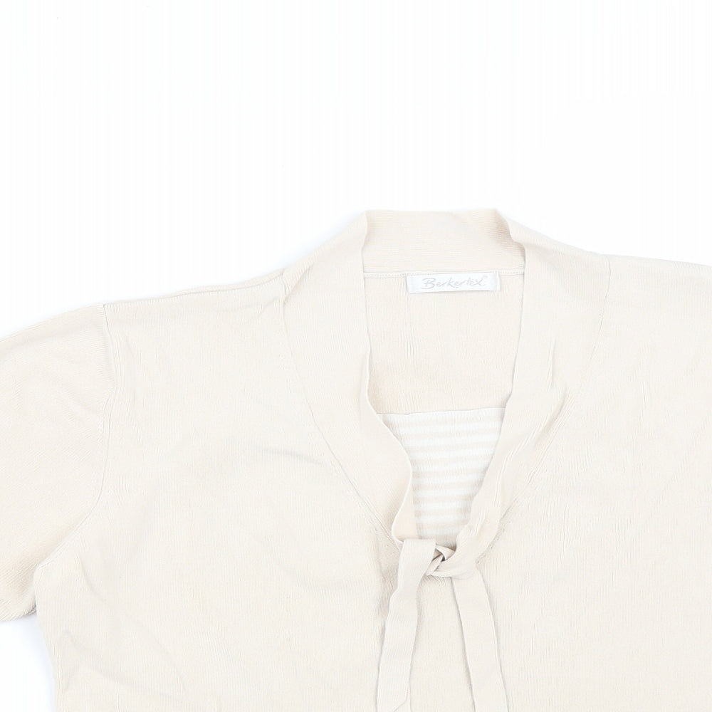 Berkertex Womens Beige  Viscose Basic Blouse Size 14 Round Neck