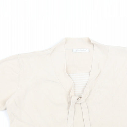 Berkertex Womens Beige  Viscose Basic Blouse Size 14 Round Neck