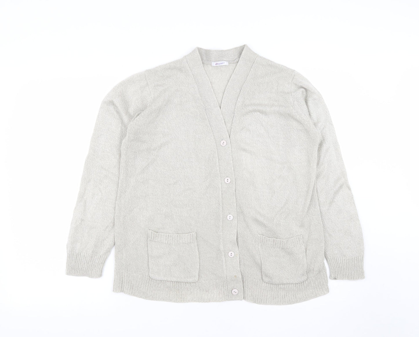 Damart Womens Beige V-Neck  Acrylic Cardigan Jumper Size 12