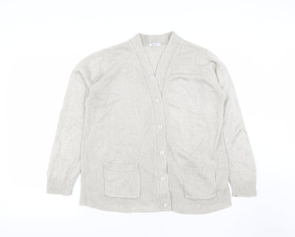 Damart Womens Beige V-Neck  Acrylic Cardigan Jumper Size 12