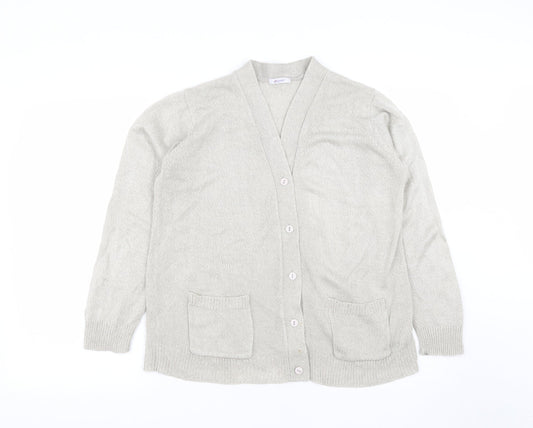 Damart Womens Beige V-Neck  Acrylic Cardigan Jumper Size 12