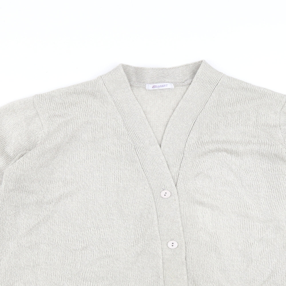 Damart Womens Beige V-Neck  Acrylic Cardigan Jumper Size 12