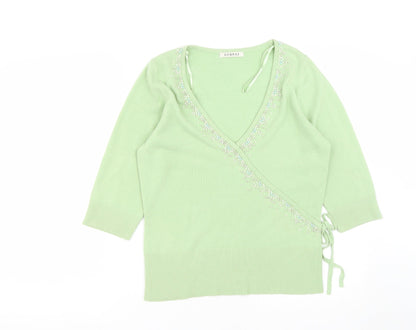 George Womens Green V-Neck  Acrylic Pullover Jumper Size 14