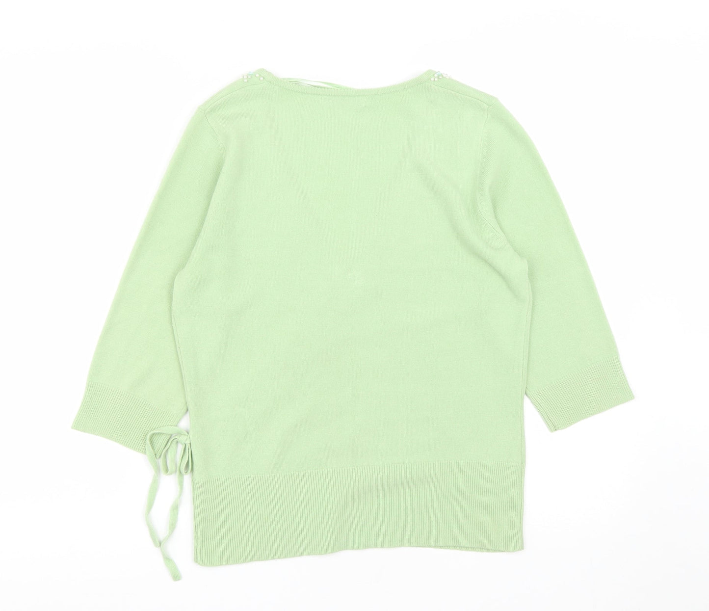 George Womens Green V-Neck  Acrylic Pullover Jumper Size 14