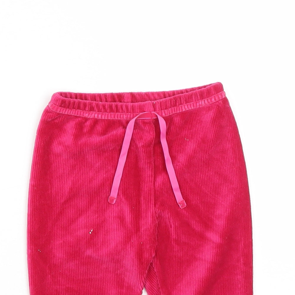 Preworn Girls Pink Floral Cotton Cropped Trousers Size 6-9 Months  Drawstring