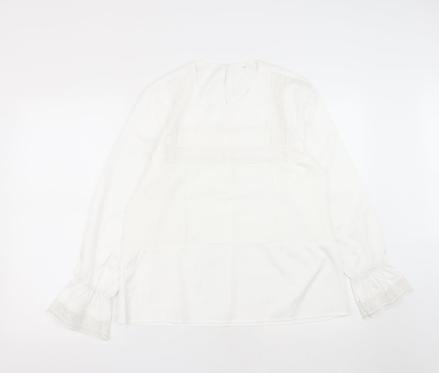 Preworn Womens White  Polyester Basic Blouse Size M Roll Neck