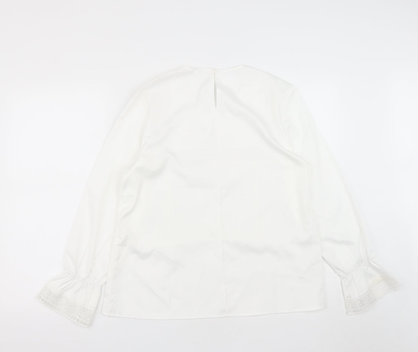Preworn Womens White  Polyester Basic Blouse Size M Roll Neck