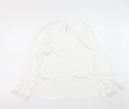 Preworn Womens White  Polyester Basic Blouse Size M Roll Neck