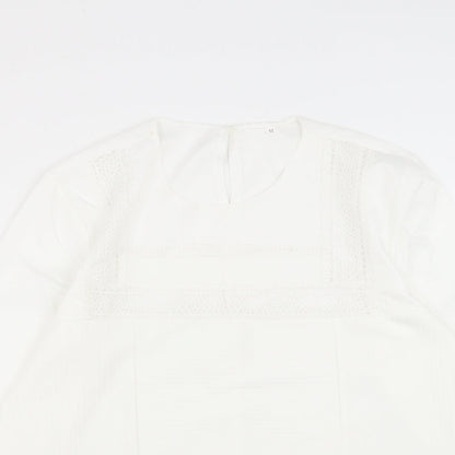 Preworn Womens White  Polyester Basic Blouse Size M Roll Neck