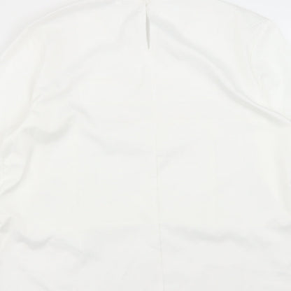 Preworn Womens White  Polyester Basic Blouse Size M Roll Neck