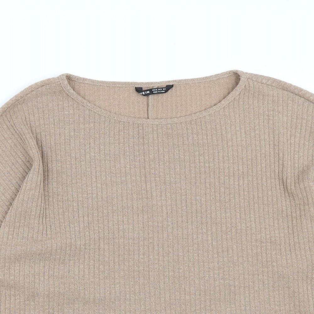 SheIn Womens Brown Round Neck  Polyester Pullover Jumper Size XS