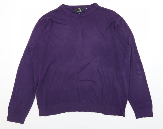 Hutson Harbour Mens Purple Crew Neck  Acrylic Pullover Jumper Size 2XL