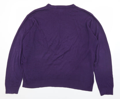 Hutson Harbour Mens Purple Crew Neck  Acrylic Pullover Jumper Size 2XL
