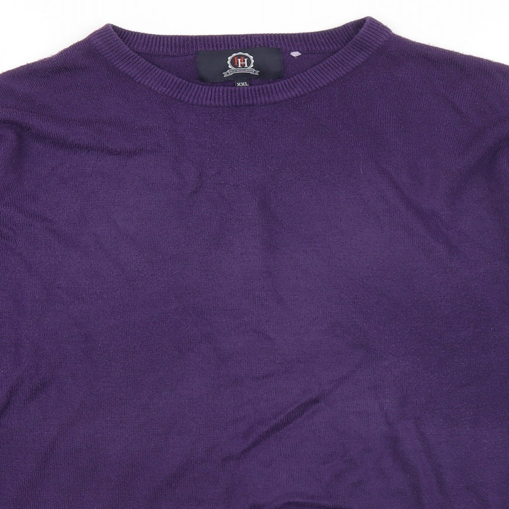 Hutson Harbour Mens Purple Crew Neck  Acrylic Pullover Jumper Size 2XL
