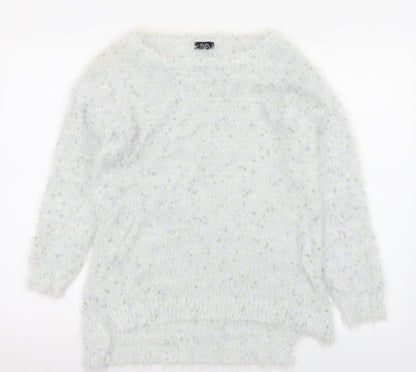 F&F Womens White Crew Neck  Polyamide Pullover Jumper Size 12