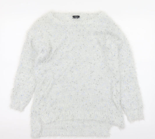 F&F Womens White Crew Neck  Polyamide Pullover Jumper Size 12