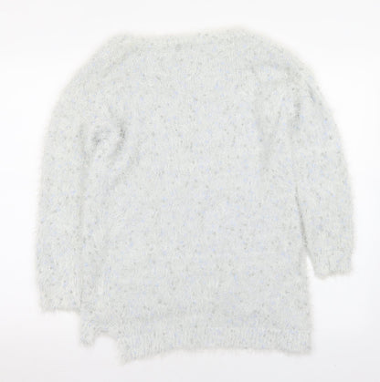 F&F Womens White Crew Neck  Polyamide Pullover Jumper Size 12