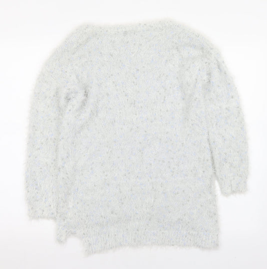 F&F Womens White Crew Neck  Polyamide Pullover Jumper Size 12